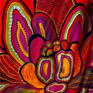 Beautiful red, flower maxi dress - floor length